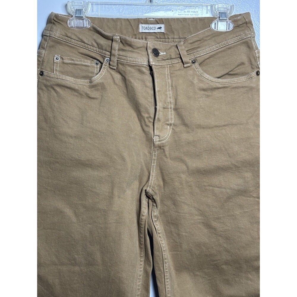 TOAD&CO Women’s 8 Brown Organic Cotton Elastane Flat Front Pants w/Pockets - Picture 3 of 12